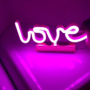 NWT L O V E pink neon sign